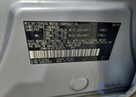 2015 Toyota Rav4 Le из США, поврежденный, VIN JTMBFREV2FJ042575